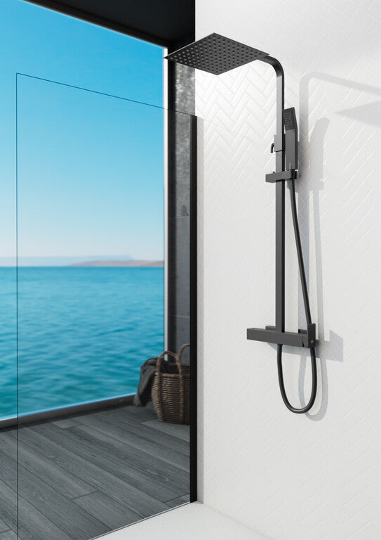 "Square" shower column with INVERTER single lever mixer