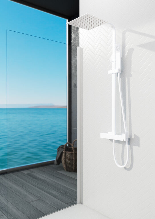 "Square" shower column with INVERTER single lever mixer