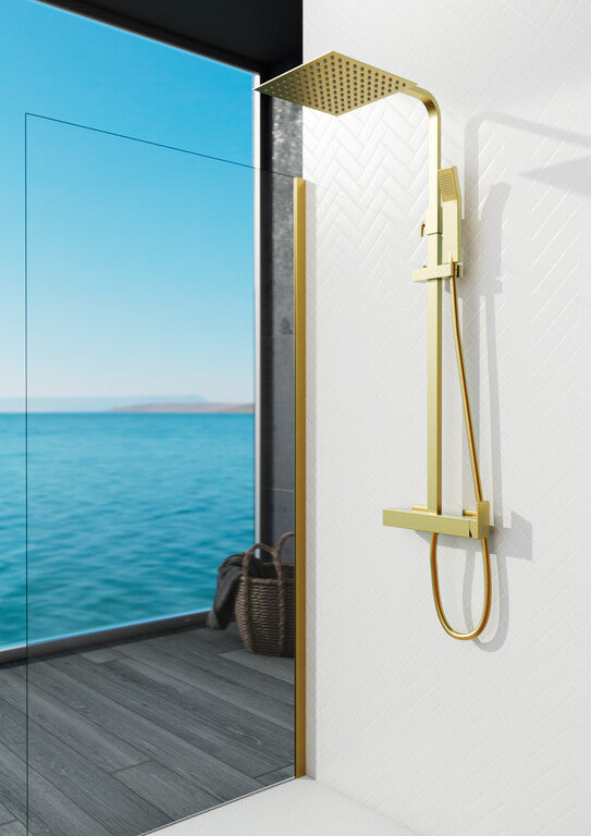 "Square" shower column with INVERTER single lever mixer