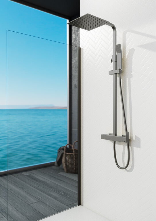"Square" shower column with INVERTER single lever mixer