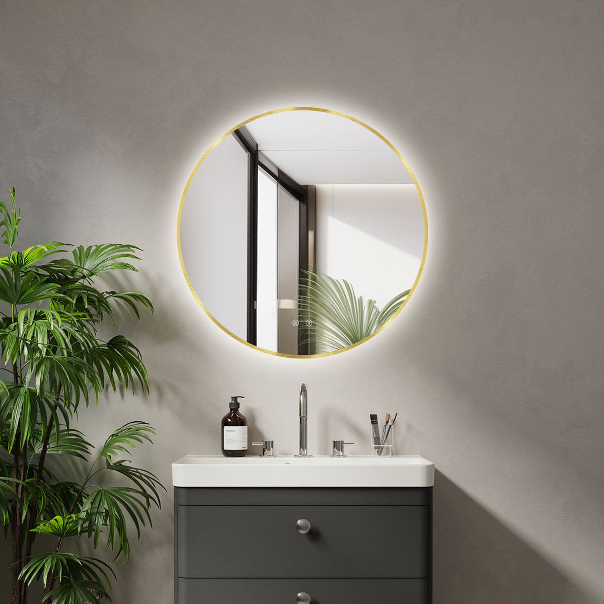 LED Mirror Ares Gold / Black