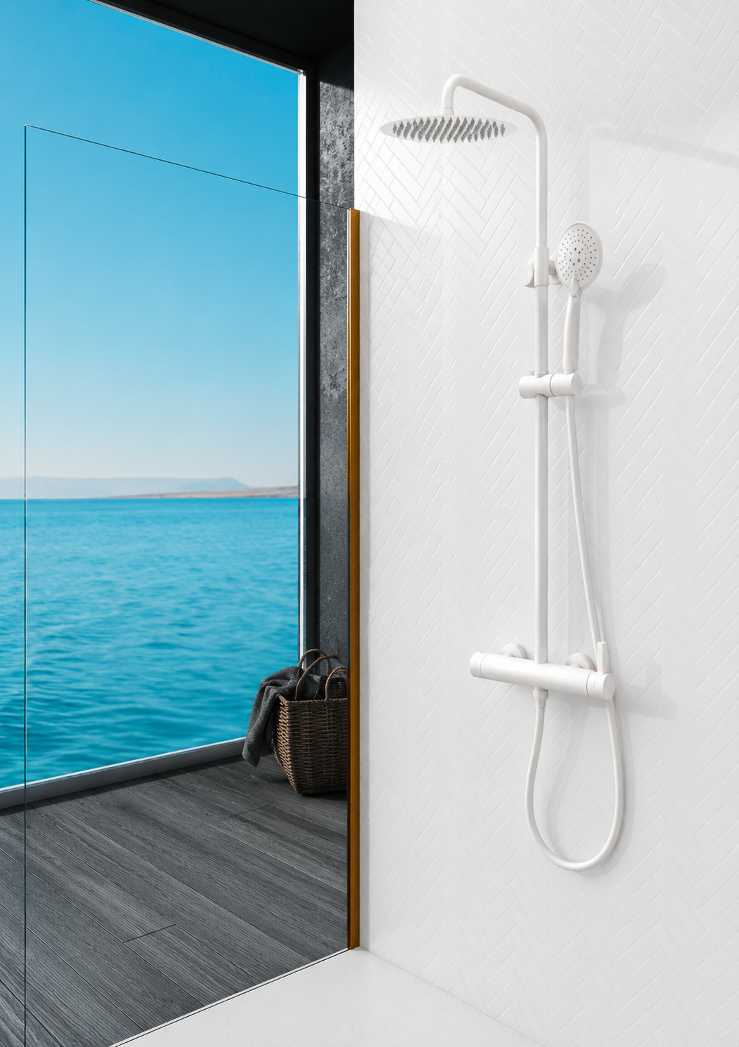 "Round" shower column w/INVERTER single lever mixer