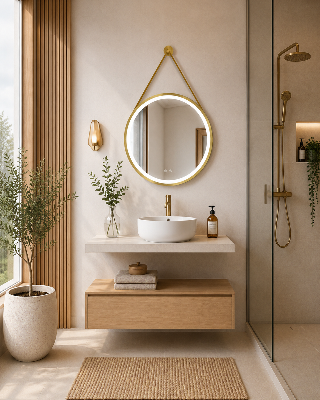 Suspended bathroom vanity Estepa module/Sardinia white countertop