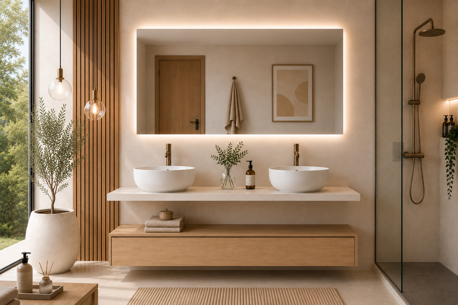 Suspended bathroom vanity Estepa module/Sardinia white countertop