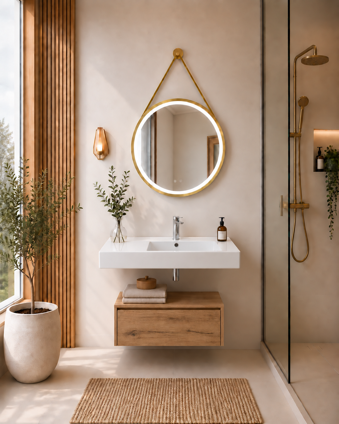 NAKO ceramic basin set 70x50 with 61x46 wall-hung unit in Estepa finish
