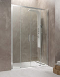 CEOS 2+2 frontal shower screen without bottom profile, available in clear and silk-screened glass