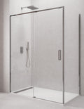 CETUS 1+1 Corner Shower Screen with Fixed Side Panel, without bottom profiles, in Chrome or Black.