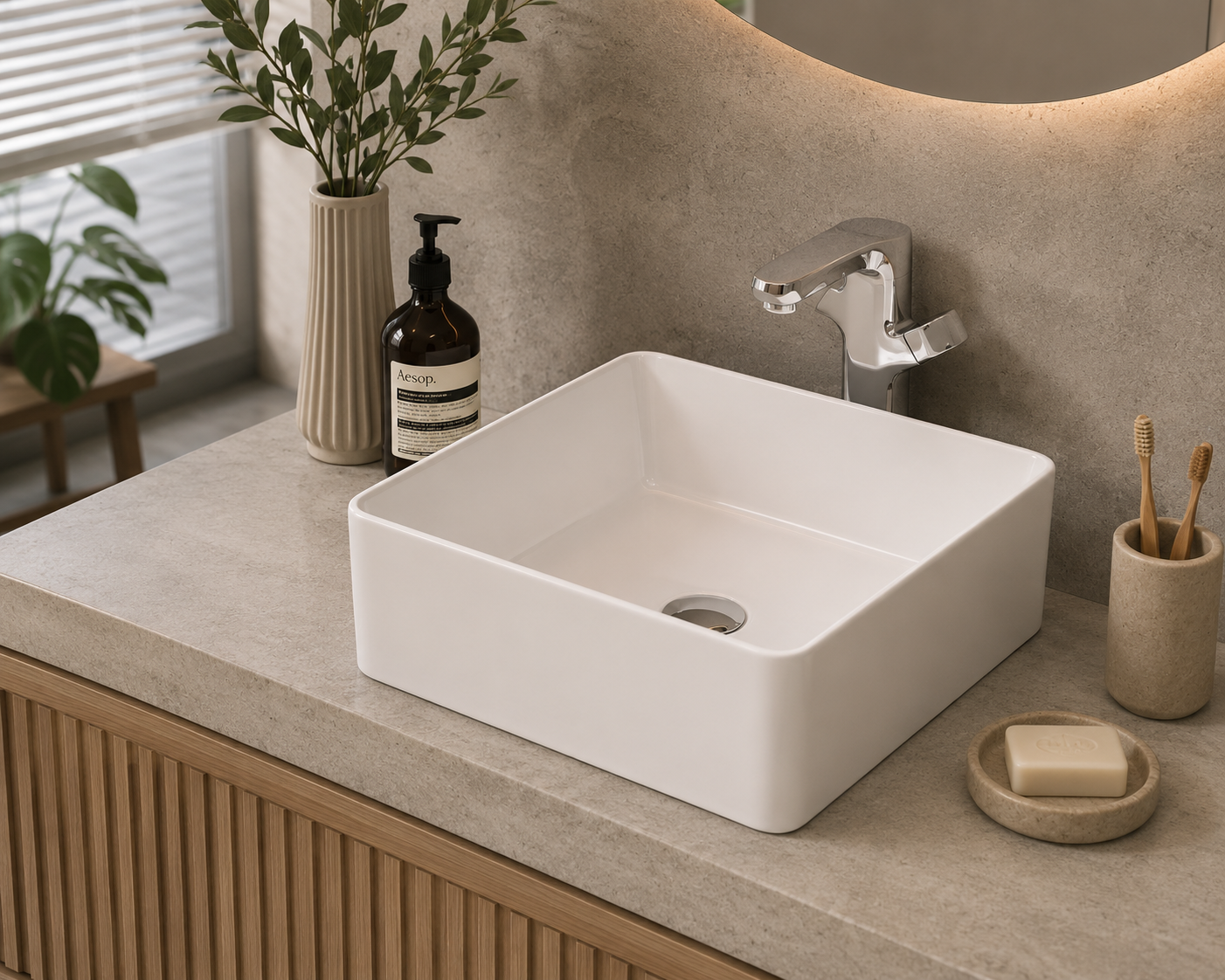 ANUBIS countertop porcelain washbasin
