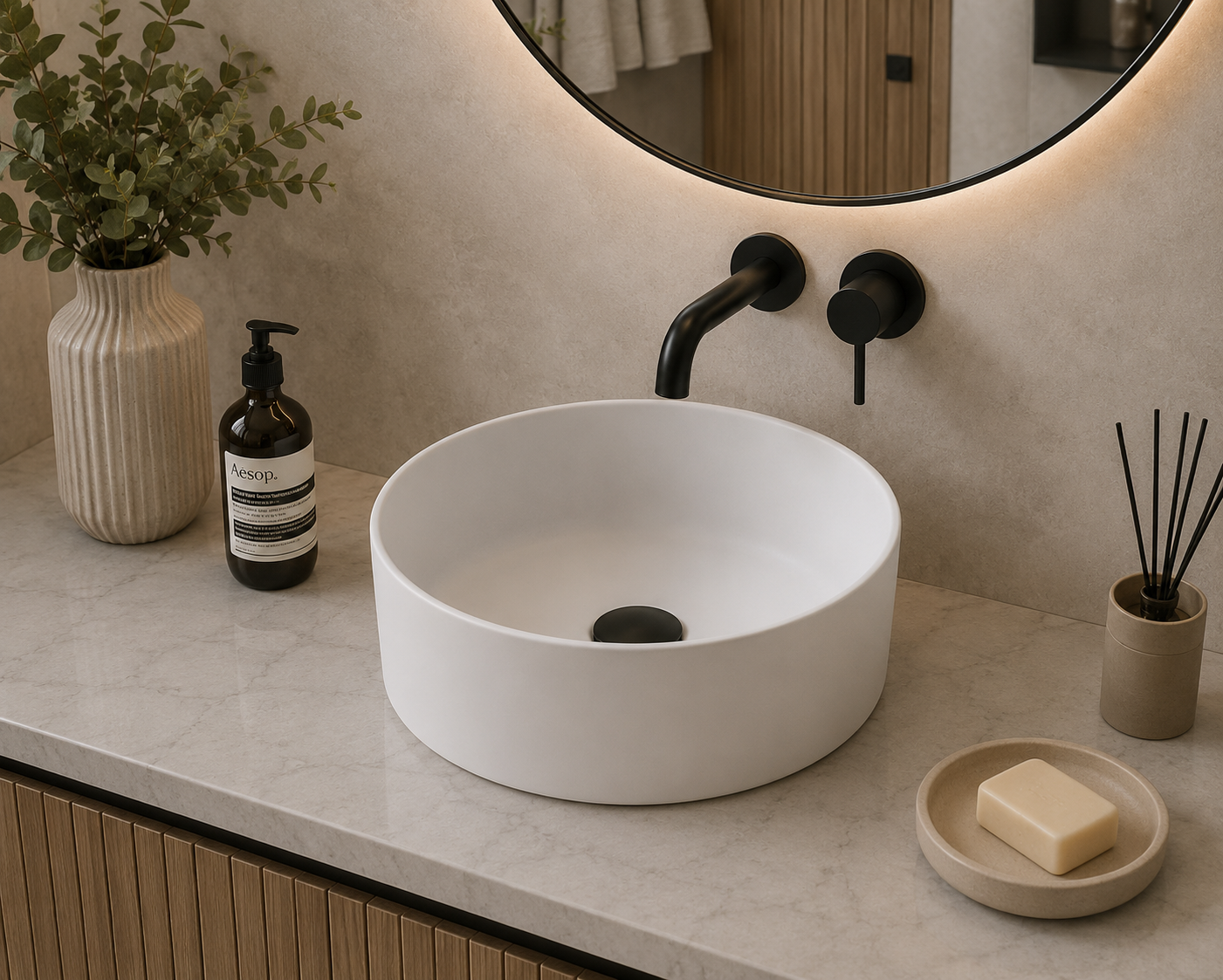 Porcelain countertop washbasin OSIRIS