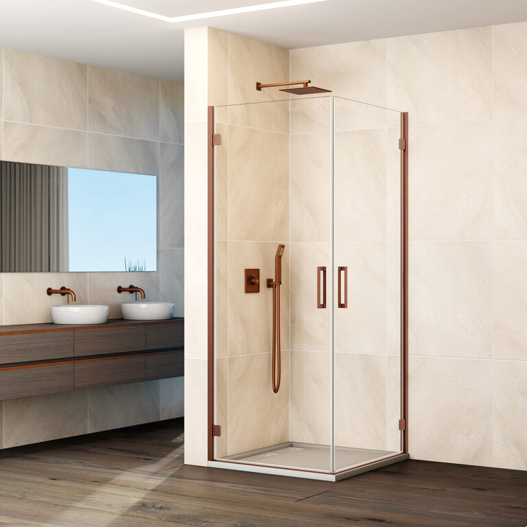 Angular bi-fold shower screen with 2 doors GLASS