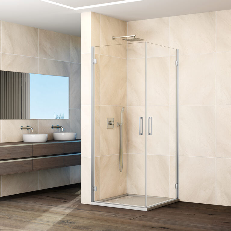 Angular bi-fold shower screen with 2 doors GLASS