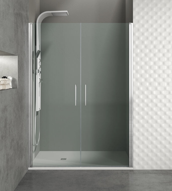 Frontal shower screen with 2 bifold doors OPEN