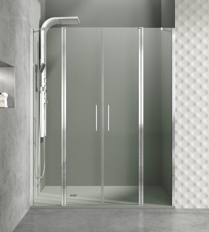 Mampra frontal fijo + 2 puertas abatibles + fijo OPEN - Cromo