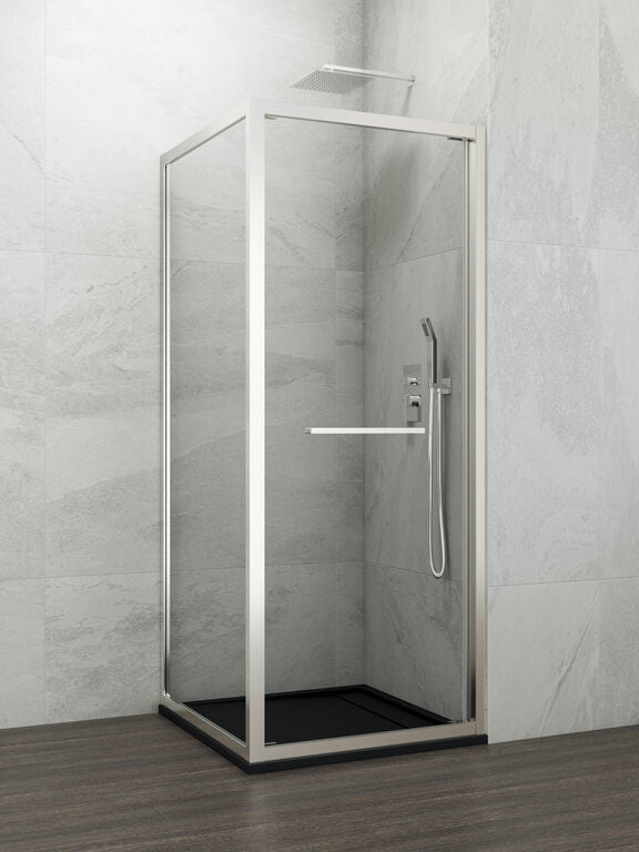 Corner shower screen with hinged door + fixed panel SPAZIO