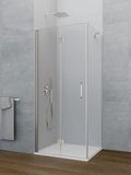 Mampara angular plegable + lateral fijo  GLASS - Cromo