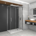 Angular shower screen with fixed panel + 2 sliding doors and fixed side panel TRIO