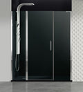 Fixed front panel + hinged door + fixed panel OPEN
