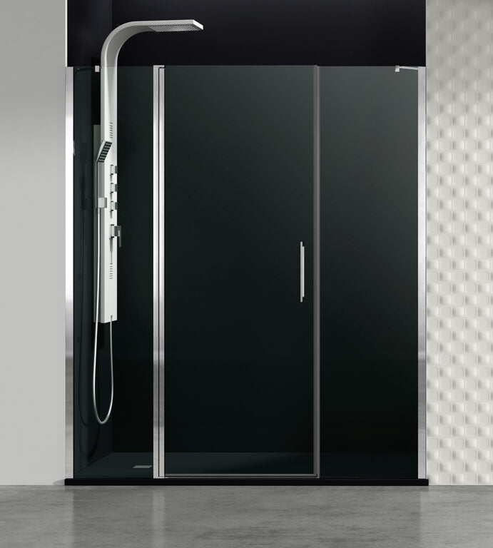 Fixed front panel + hinged door + fixed panel OPEN