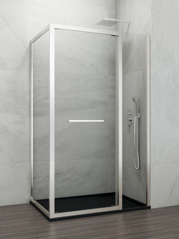 Corner shower screen hinged door + fixed panel + fixed side panel SPAZIO