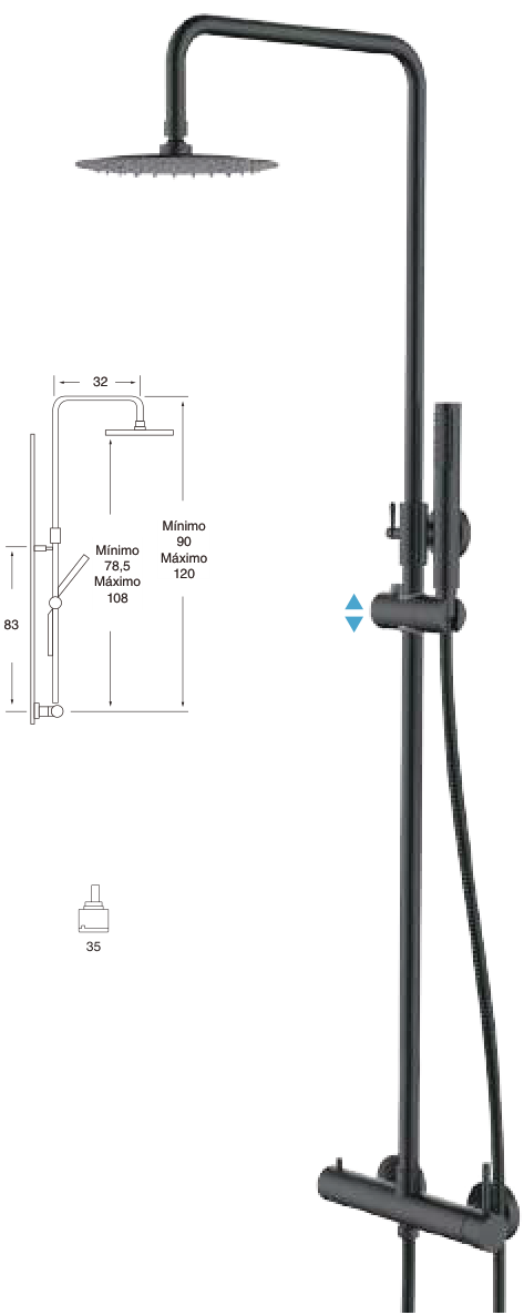 Columna de ducha monomando telescópica Iris