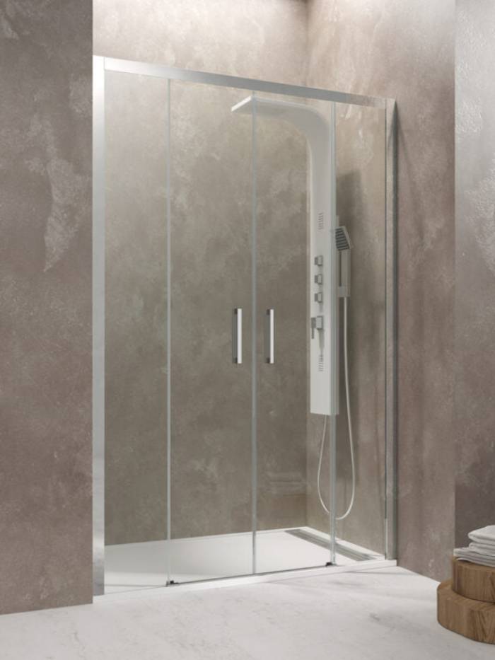 AKTUAL front shower screen with 2 fixed panels + 2 sliding doors