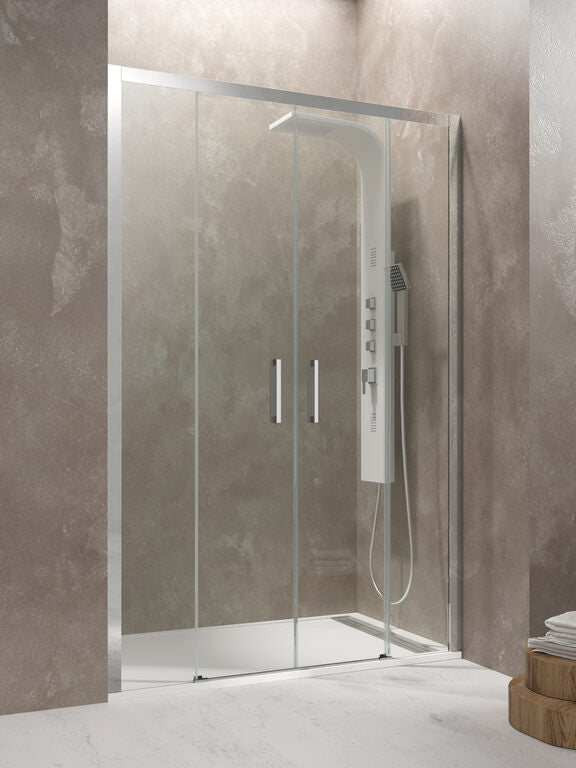 AKTUAL front shower screen with 2 fixed panels + 2 sliding doors