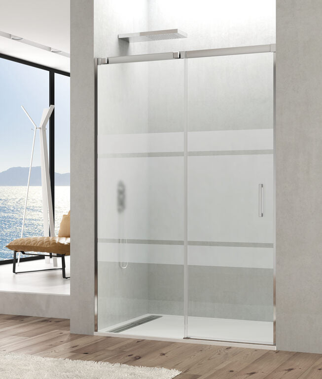 Front shower screen 1 fixed panel + 1 sliding door TEMPLE