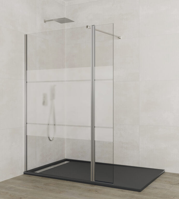 Fixed + folding walk-in shower screen