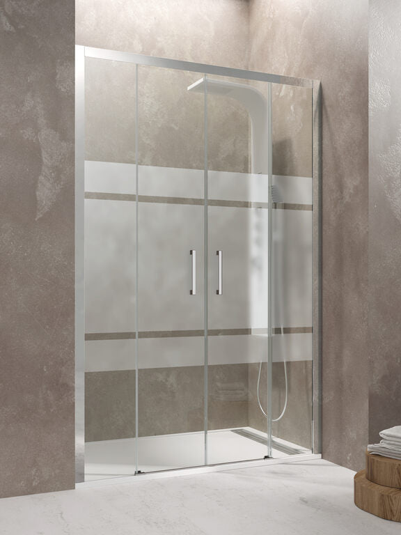 AKTUAL front shower screen with 2 fixed panels + 2 sliding doors