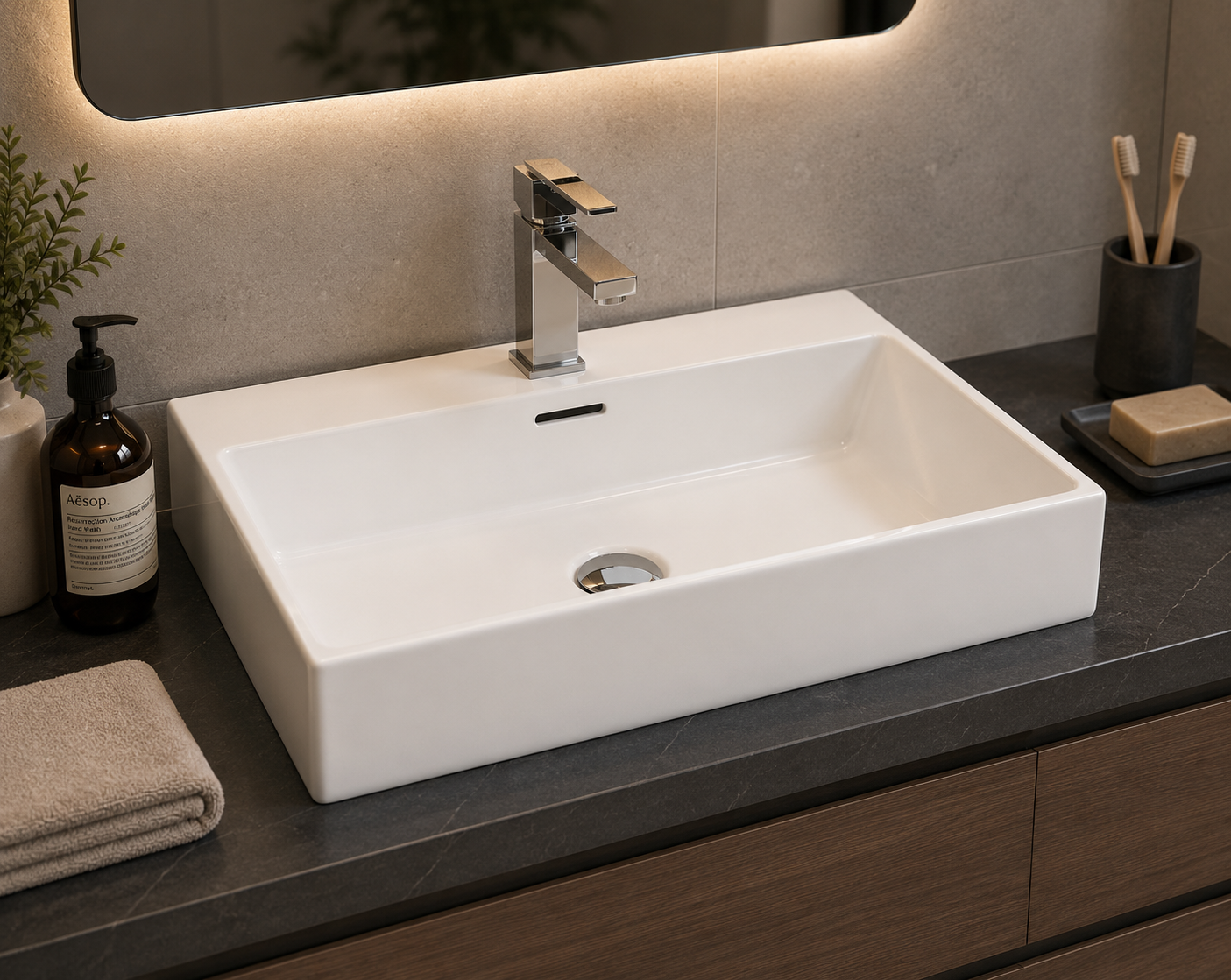 LEO countertop porcelain basin