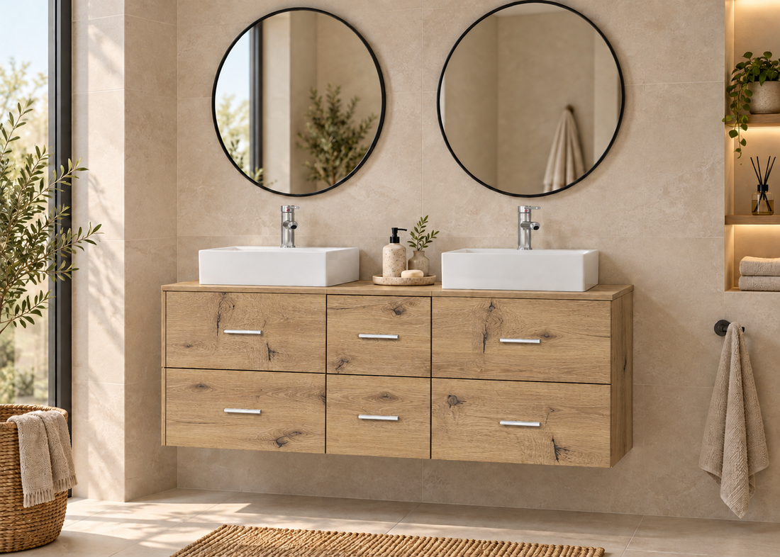 MILOS 121 bathroom furniture with 2 LIBRA basins