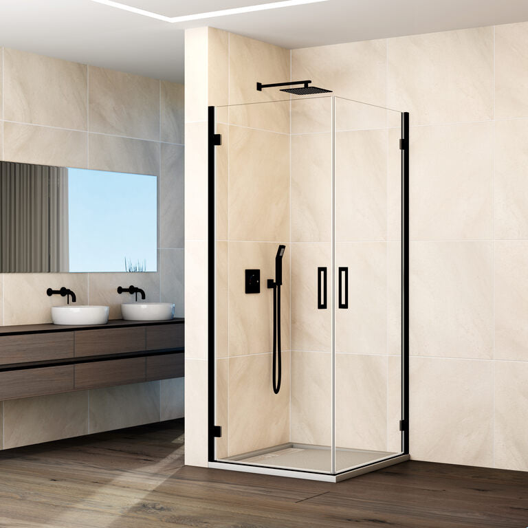 Angular bi-fold shower screen with 2 doors GLASS