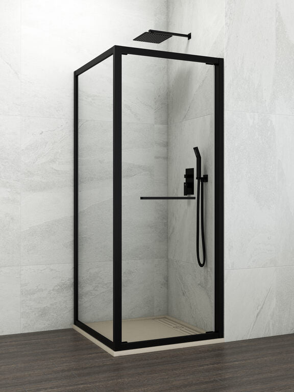 Corner shower screen with hinged door + fixed panel SPAZIO