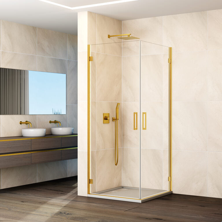 Angular bi-fold shower screen with 2 doors GLASS
