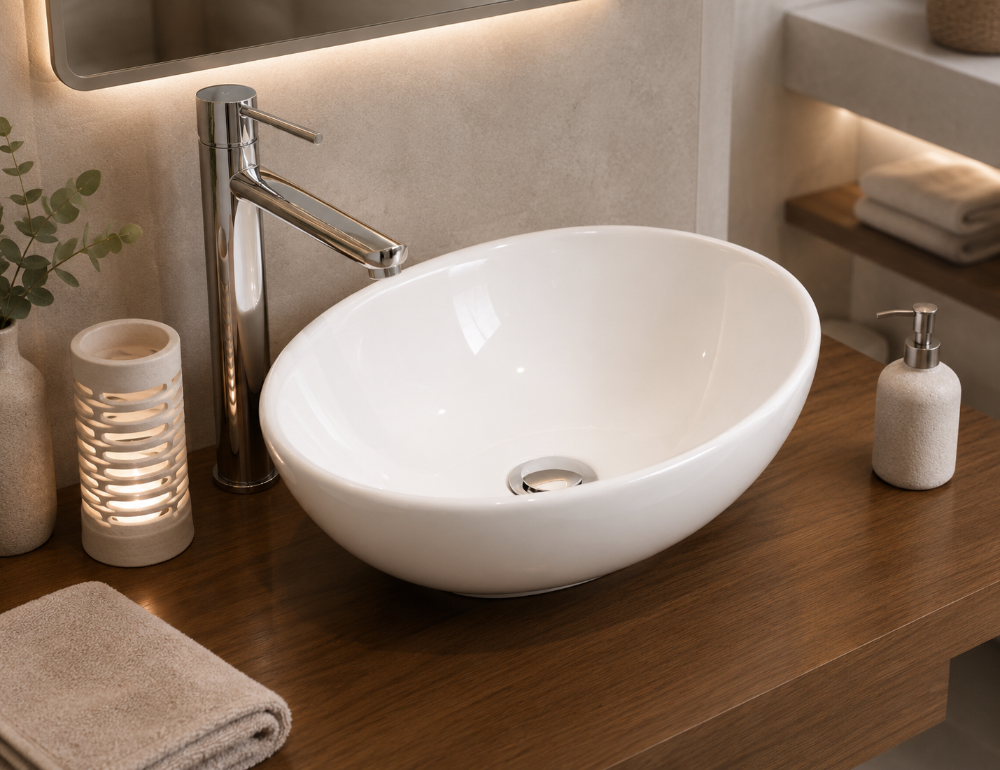 Countertop porcelain sink OVAL