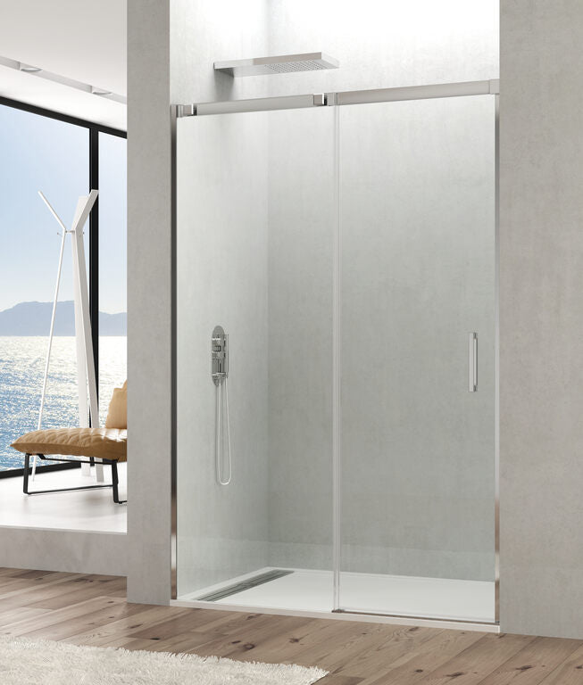 Front shower screen 1 fixed panel + 1 sliding door TEMPLE