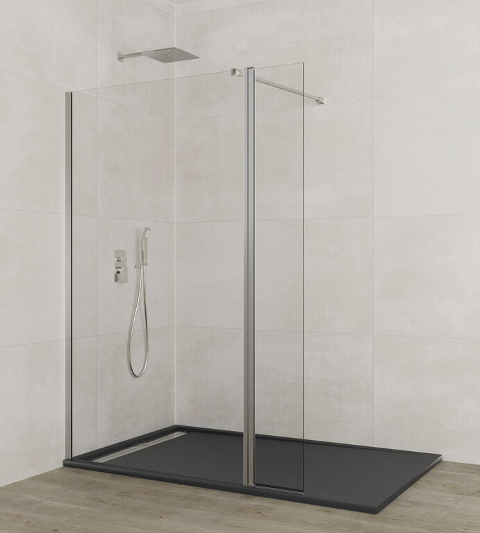 Fixed + folding walk-in shower screen